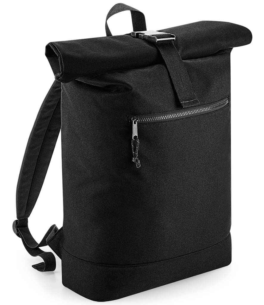 BagBase Recycled Roll-Top Backpack - Black