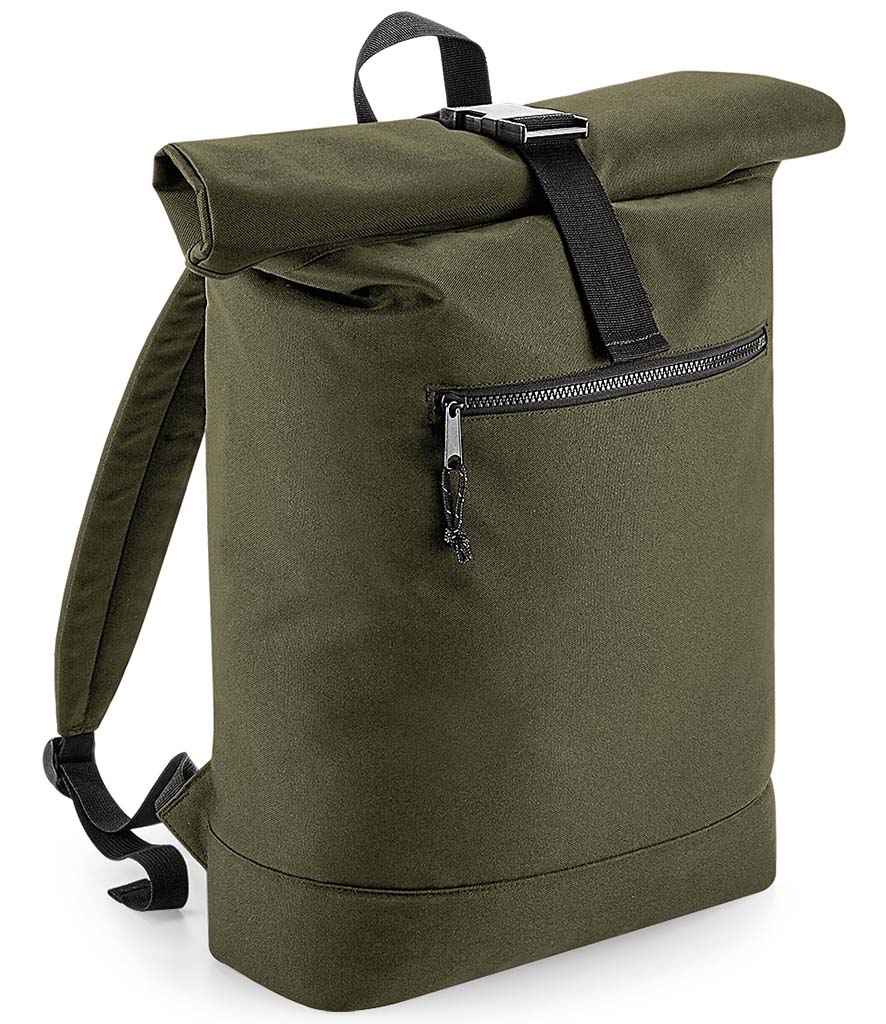 BagBase Recycled Roll-Top Backpack - Military Green