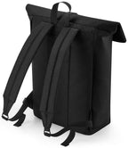 BagBase Matte PU Roll-Top Backpack - Black