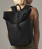 BagBase Matte PU Roll-Top Backpack - Black