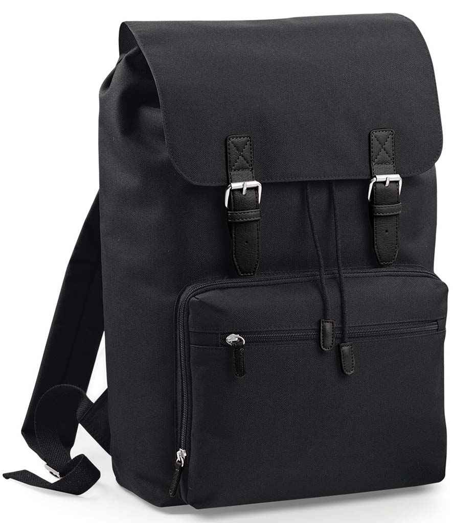 BagBase Vintage Laptop Backpack - Black/Black