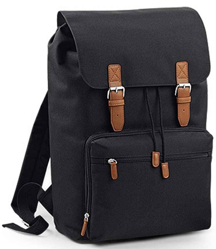 BagBase Vintage Laptop Backpack - Black/Brown