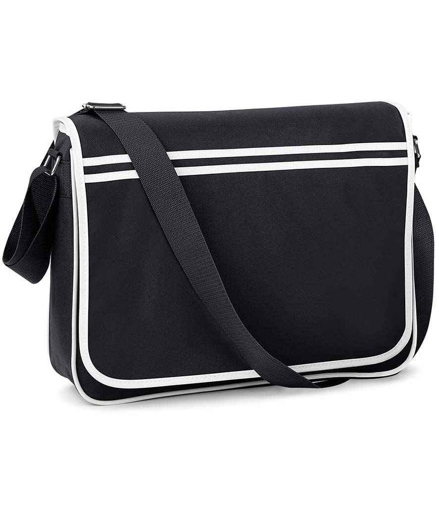 BagBase Retro Messenger Bag - Black/White