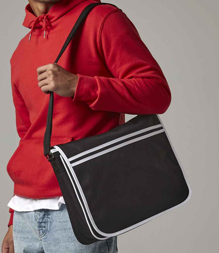 BagBase Retro Messenger Bag - Black/White