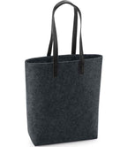BagBase Premium Felt Tote Bag - Charcoal Melange/Black