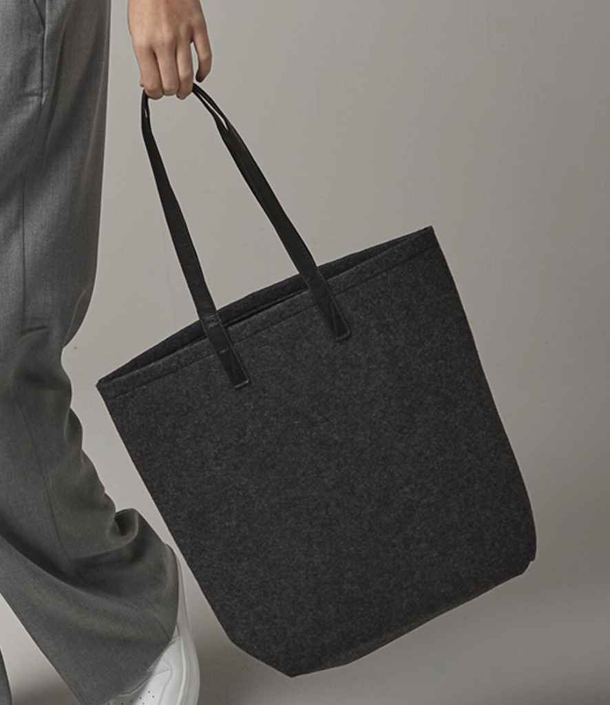 BagBase Premium Felt Tote Bag - Charcoal Melange/Black
