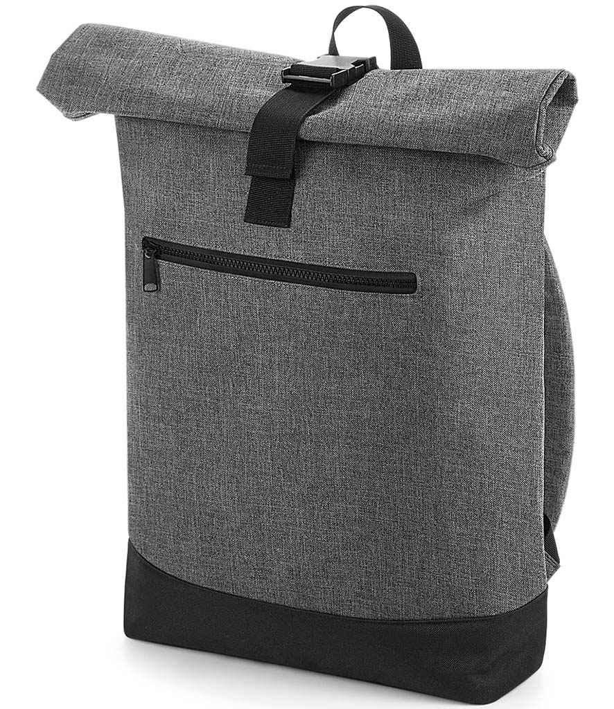 BagBase Roll-Top Backpack - Grey Marl/Black