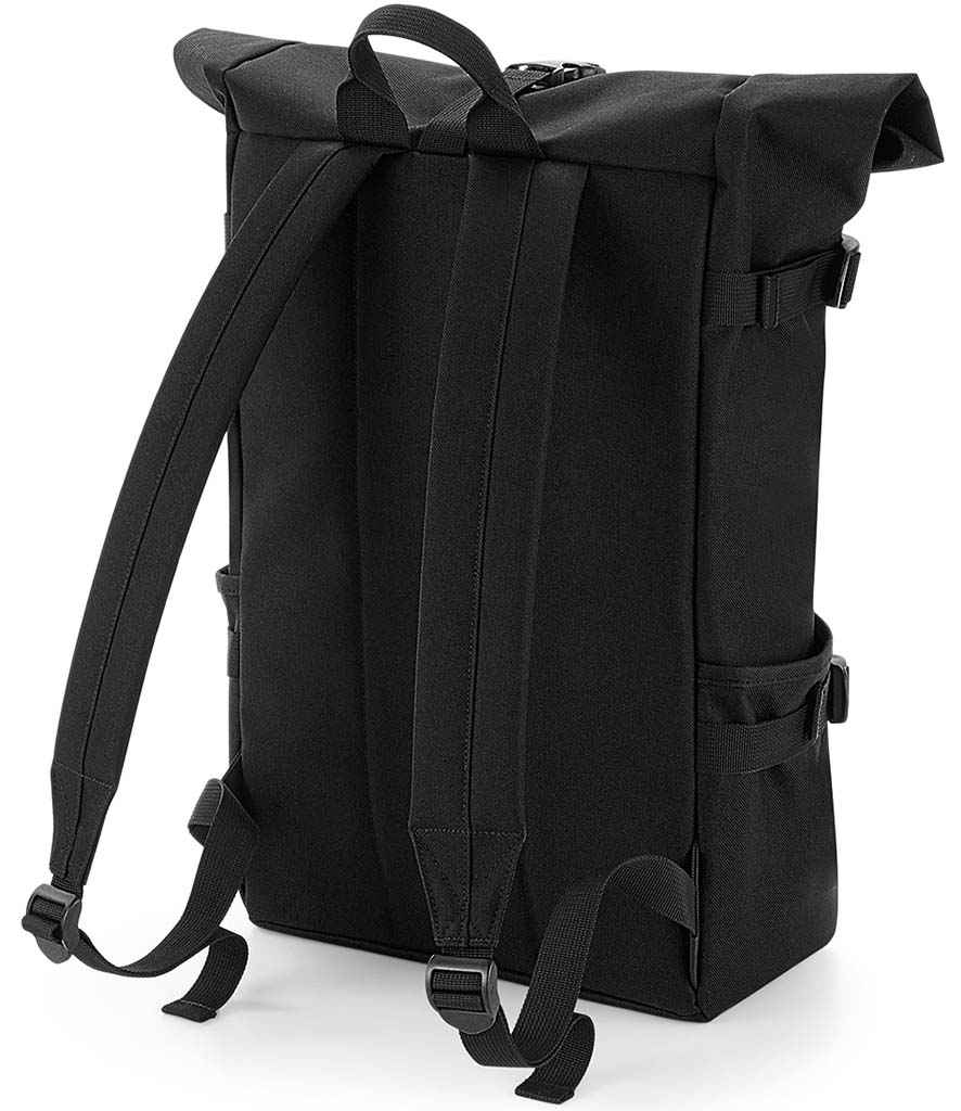 BagBase Block Roll-Top Backpack - Black/Black
