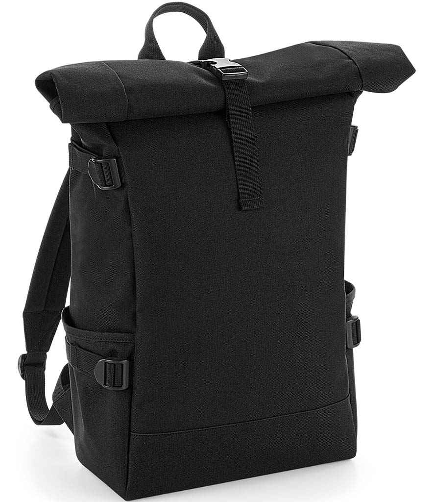 BagBase Block Roll-Top Backpack - Black/Black