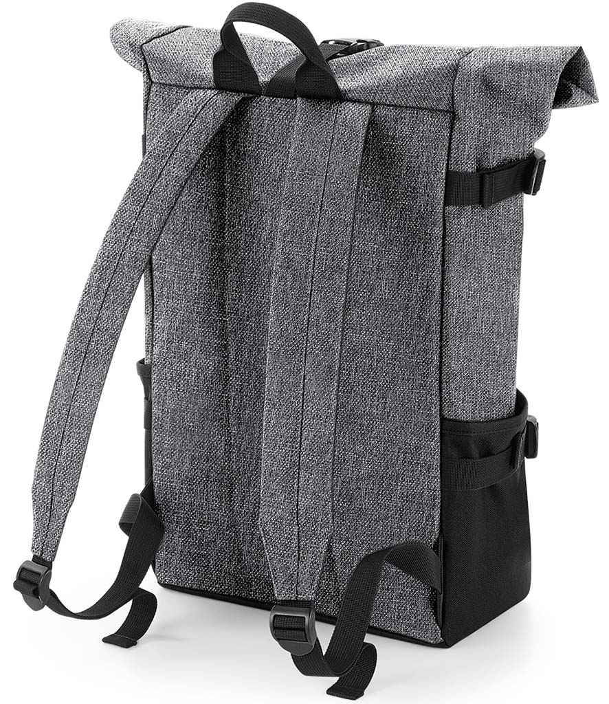 BagBase Block Roll-Top Backpack - Grey Marl/Black