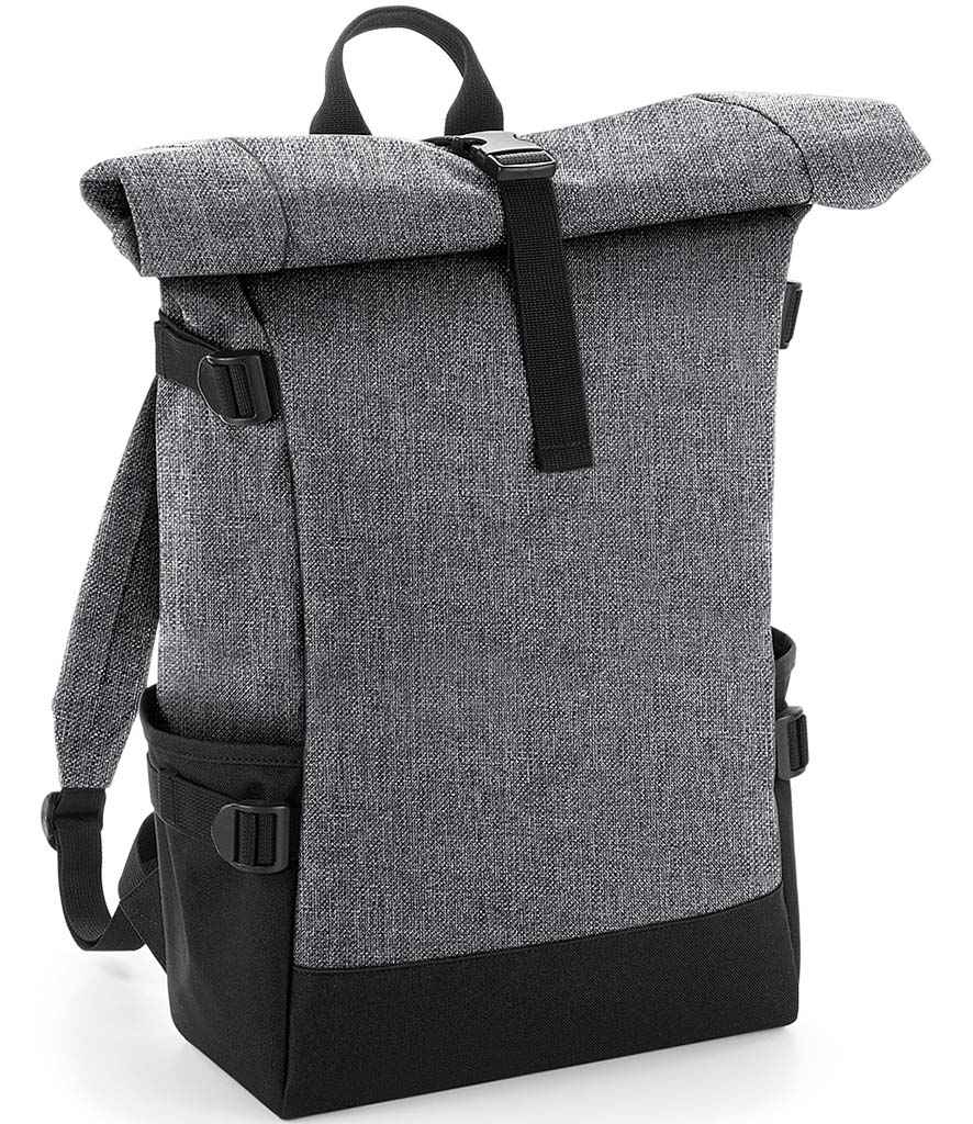 BagBase Block Roll-Top Backpack - Grey Marl/Black