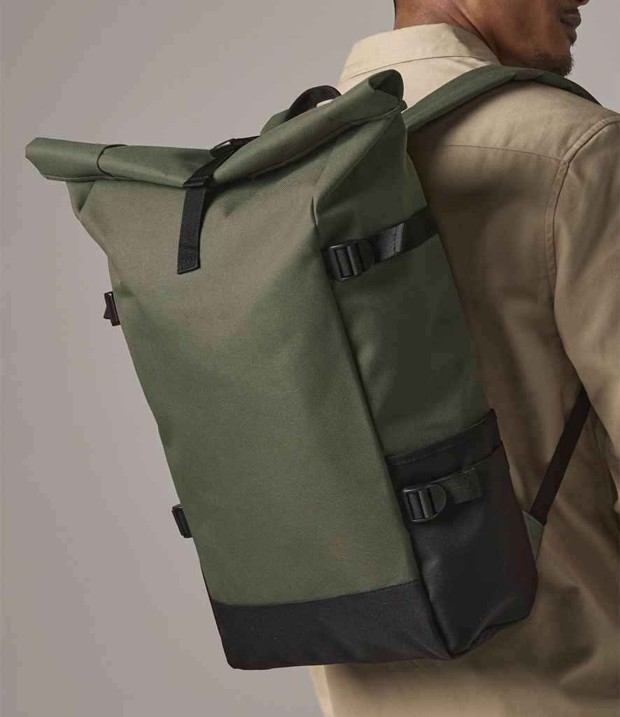 BagBase Block Roll-Top Backpack - Olive Green/Black