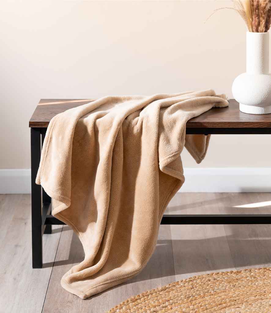 Brand Lab Large Plush Fleece Blanket - Camel