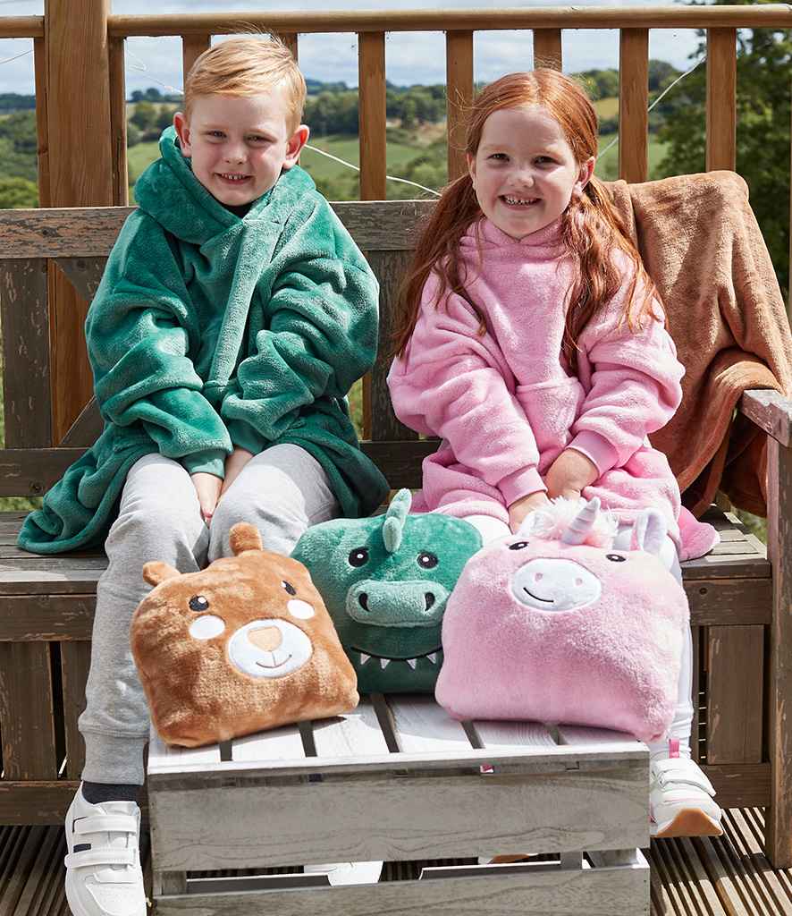 Brand Lab Kids Character Cushion Hooded Blanket - Green Dinosaur
