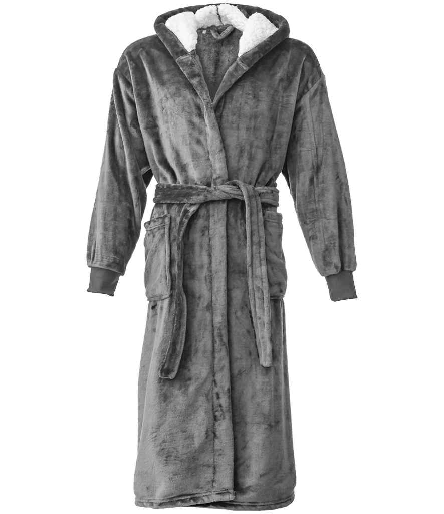 Brand Lab Unisex Hooded Cuffed Robe - Charcoal