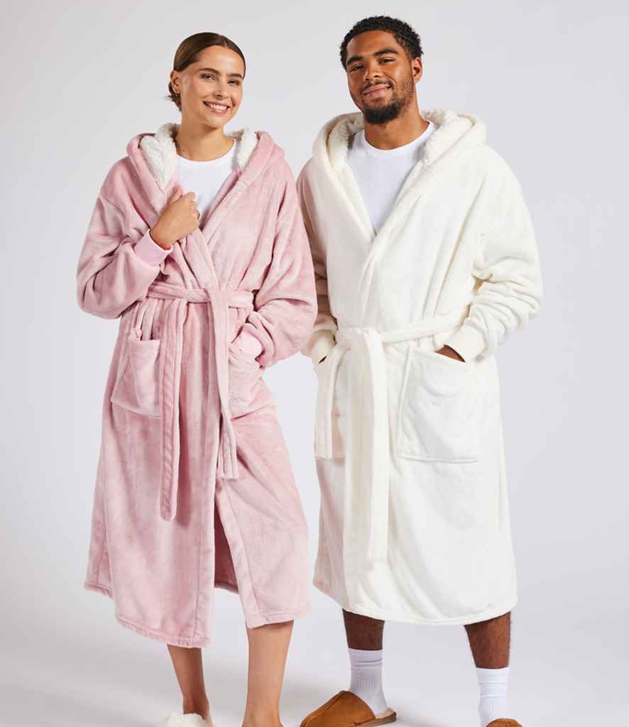 Brand Lab Unisex Hooded Cuffed Robe - Cream