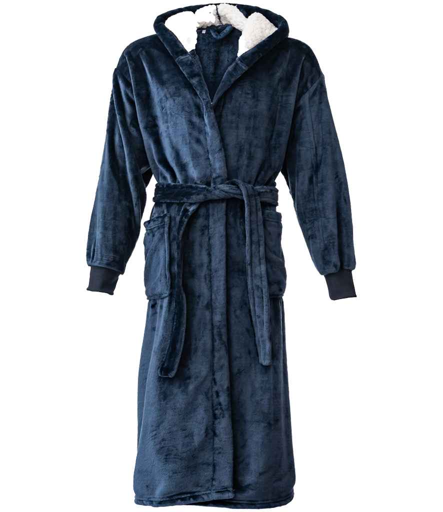 Brand Lab Unisex Hooded Cuffed Robe - Navy