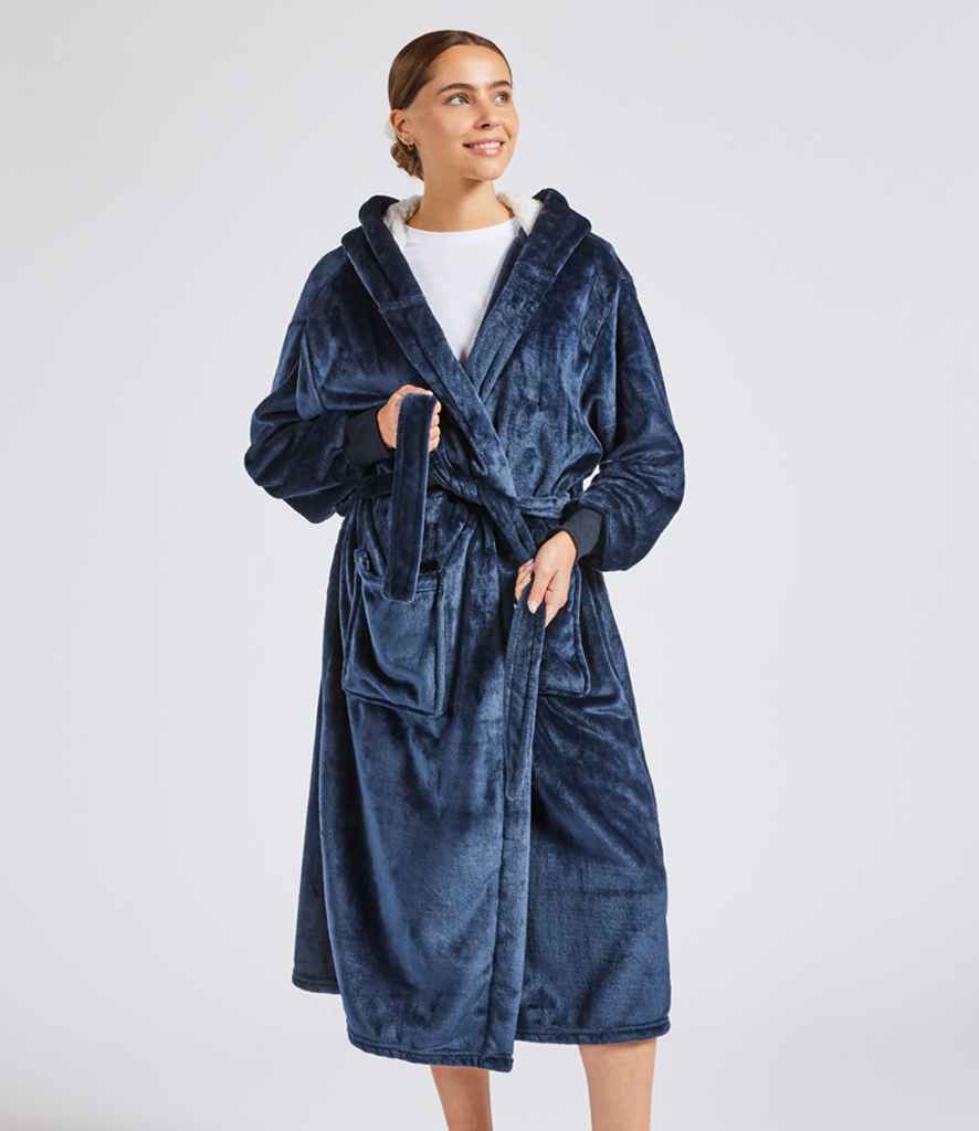 Brand Lab Unisex Hooded Cuffed Robe - Navy