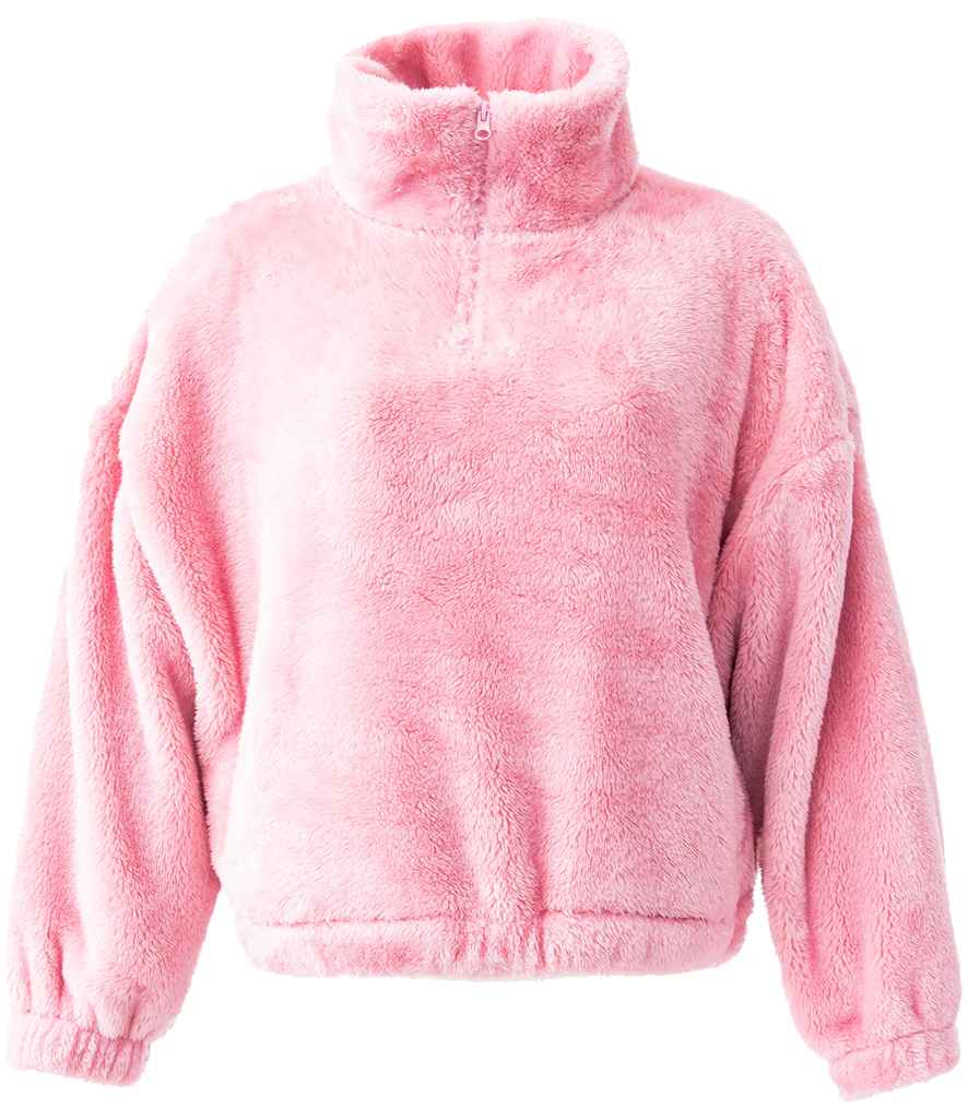 Brand Lab Ladies Fluffy 1/4 Zip Fleece - Blush Pink