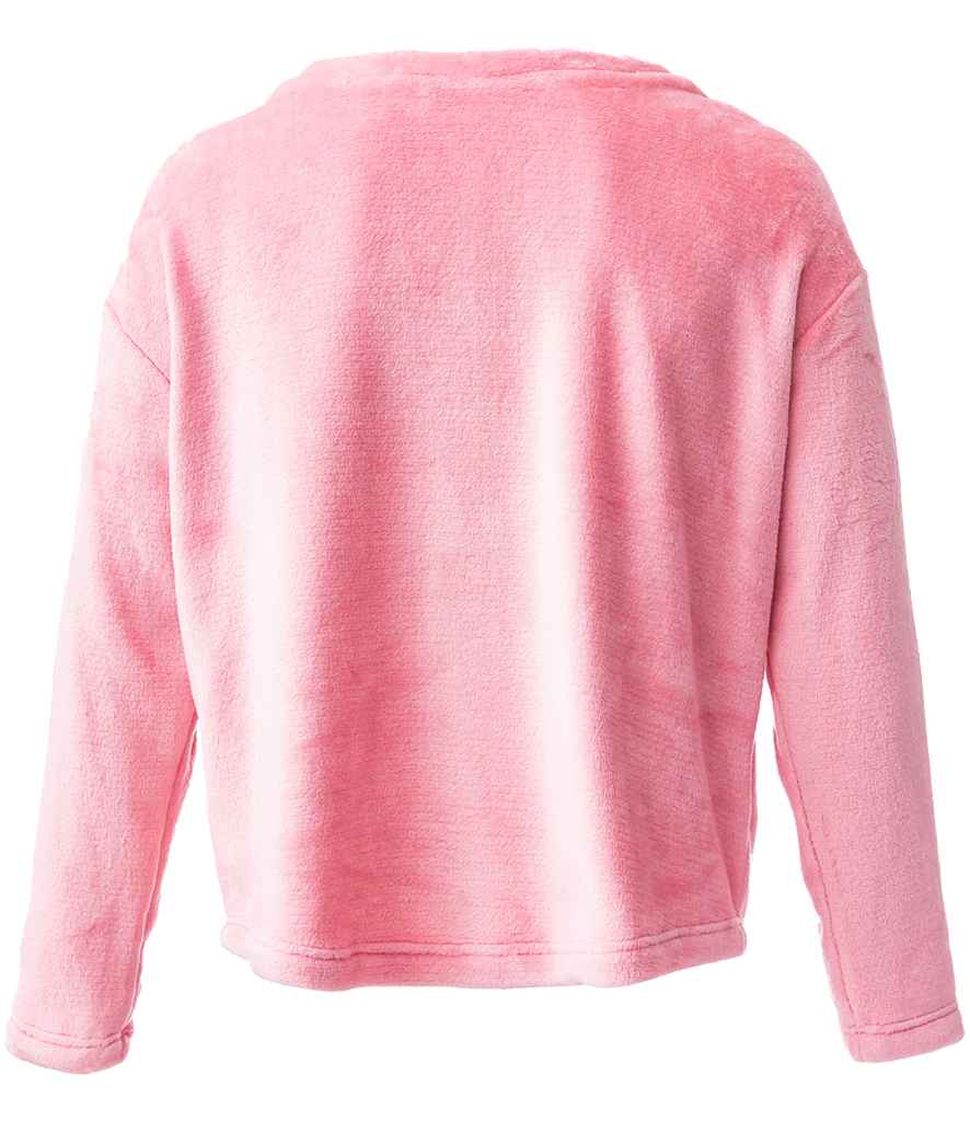 Brand Lab Ladies Plush Fleece Crew Neck Sweatshirt - Blush Pink