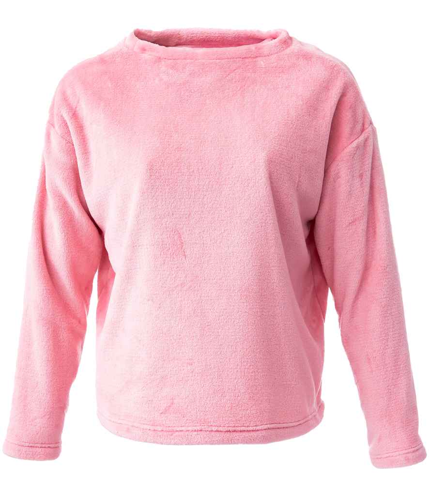 Brand Lab Ladies Plush Fleece Crew Neck Sweatshirt - Blush Pink