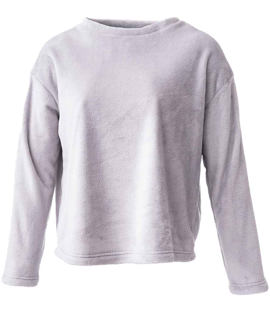 Brand Lab Ladies Plush Fleece Crew Neck Sweatshirt - Silver Grey