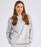 Brand Lab Ladies Plush Fleece Crew Neck Sweatshirt - Silver Grey