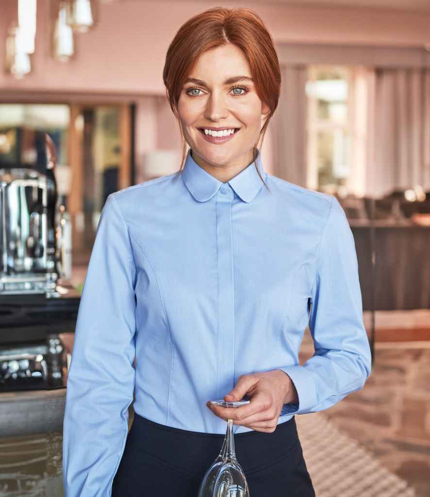 Brook Taverner Ladies Trevi Long Sleeve Poplin Shirt - Sky Blue