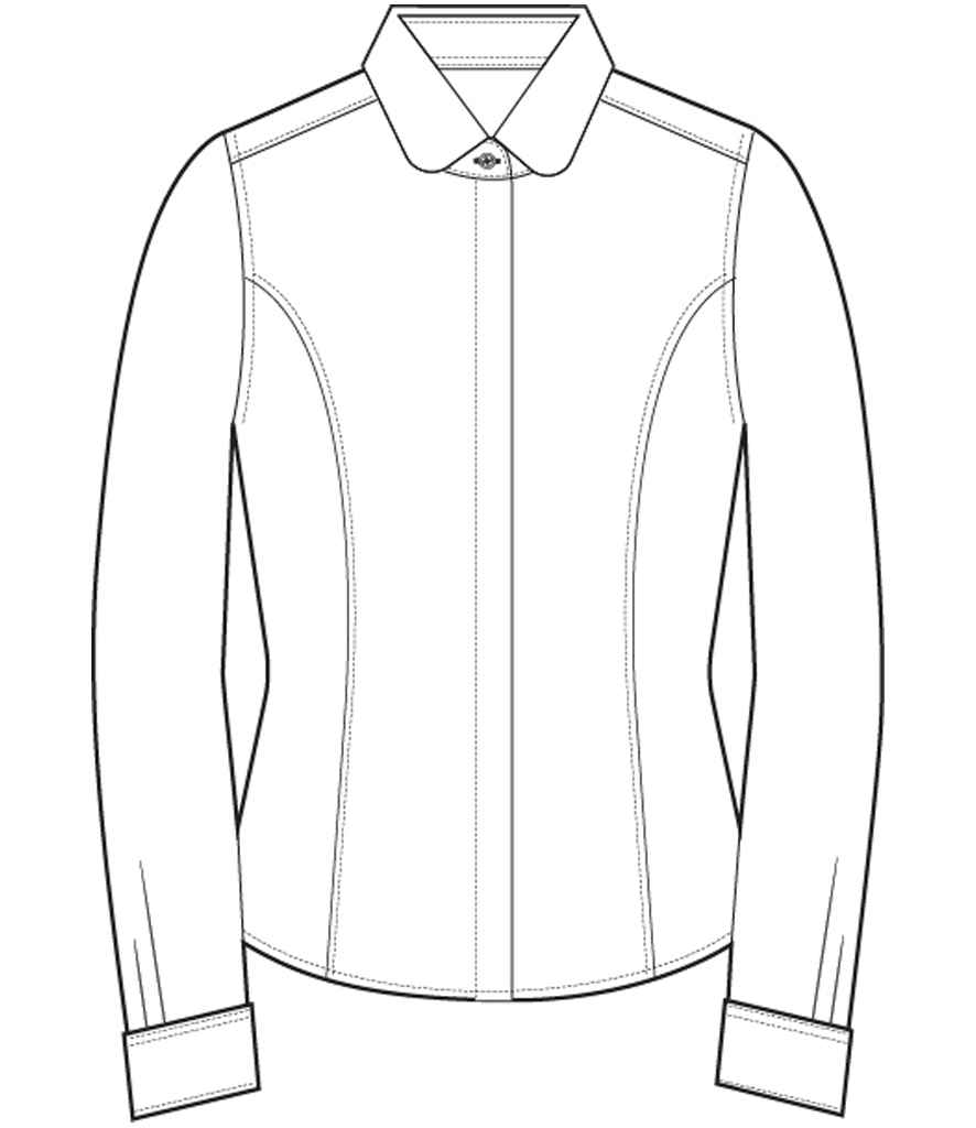 Brook Taverner Ladies Trevi Long Sleeve Poplin Shirt - White