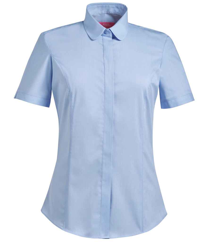Brook Taverner Ladies Soave Short Sleeve Poplin Shirt - Sky Blue