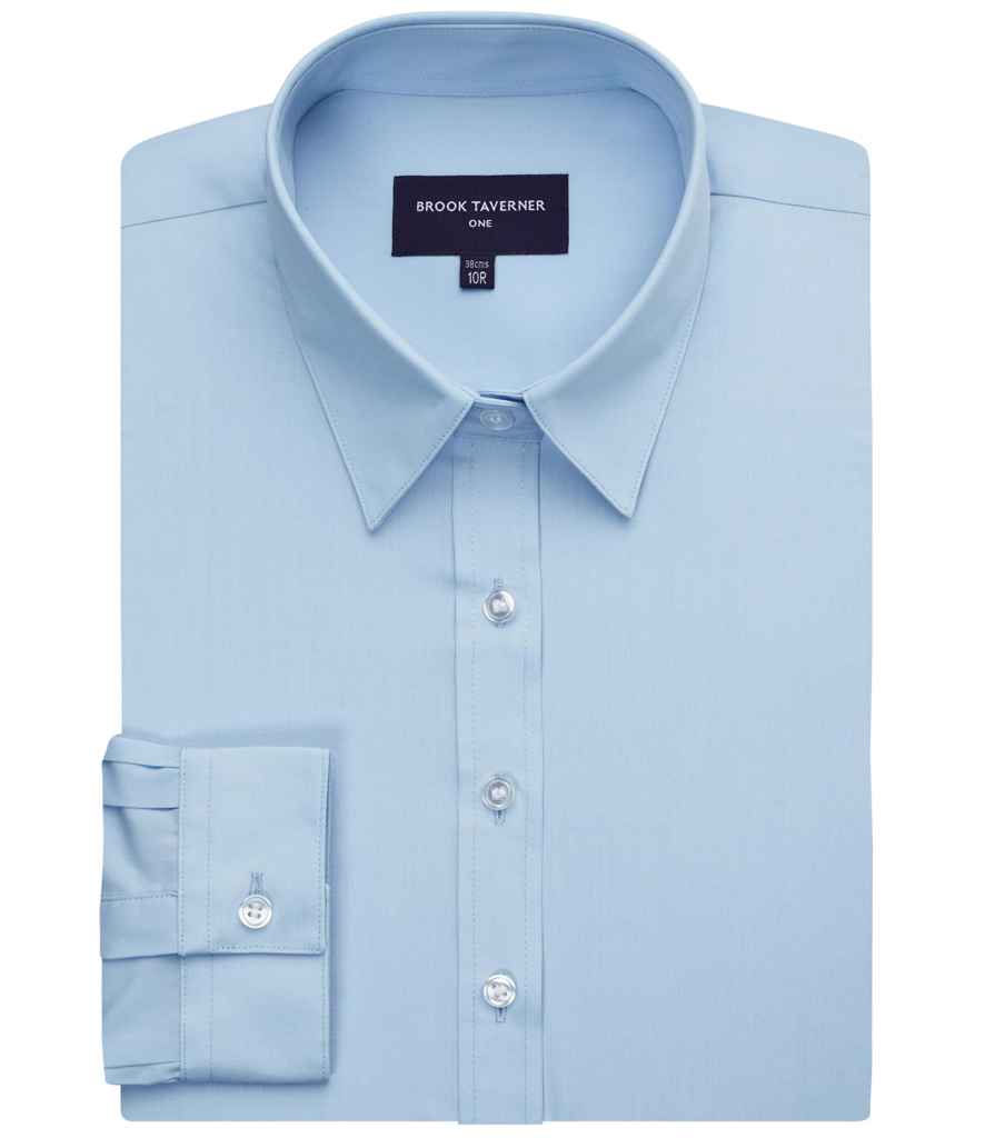 Brook Taverner Ladies Selene Long Sleeve Poplin Shirt - Sky Blue