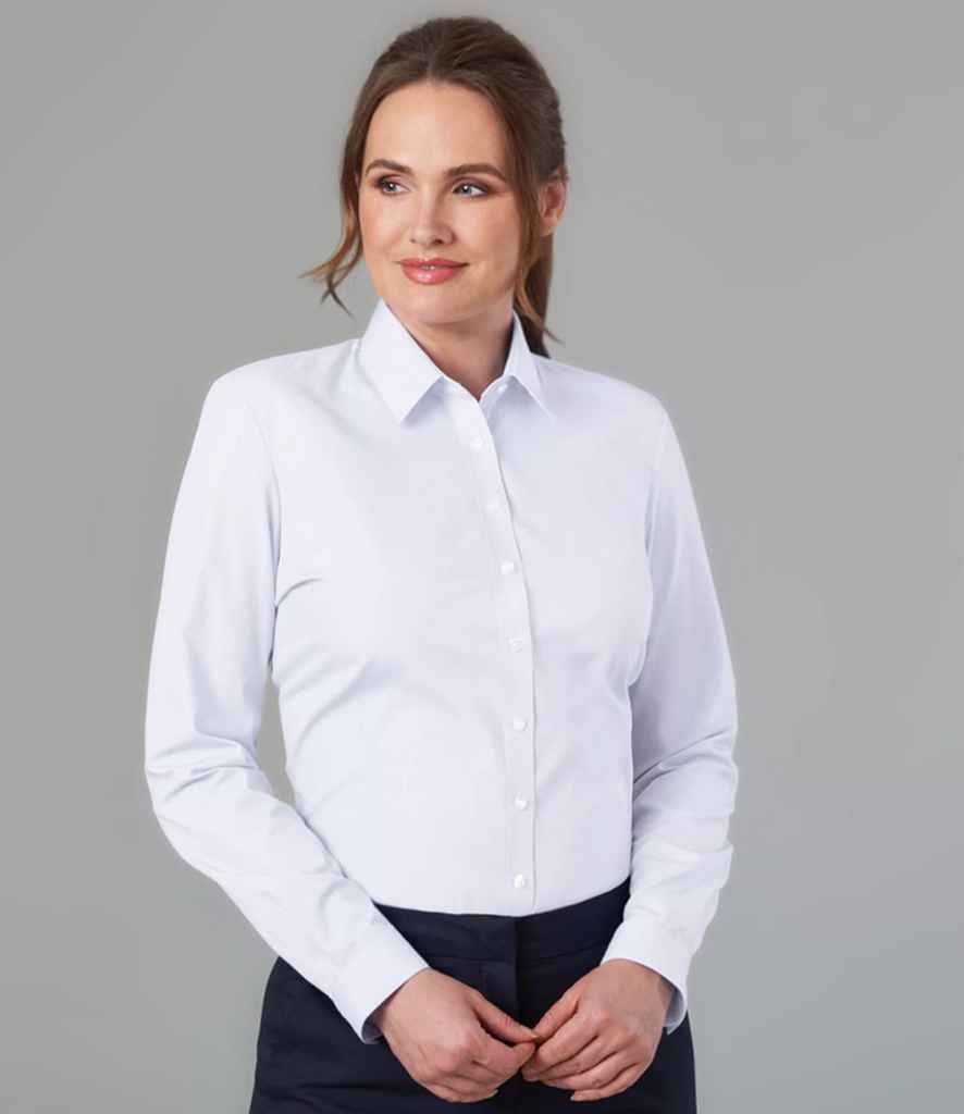 Brook Taverner Ladies Selene Long Sleeve Poplin Shirt - White