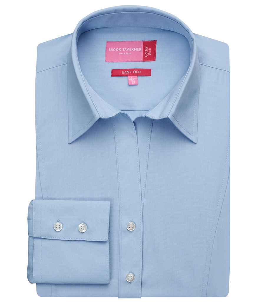 Brook Taverner Ladies Palena Long Sleeve Poplin Shirt - Blue