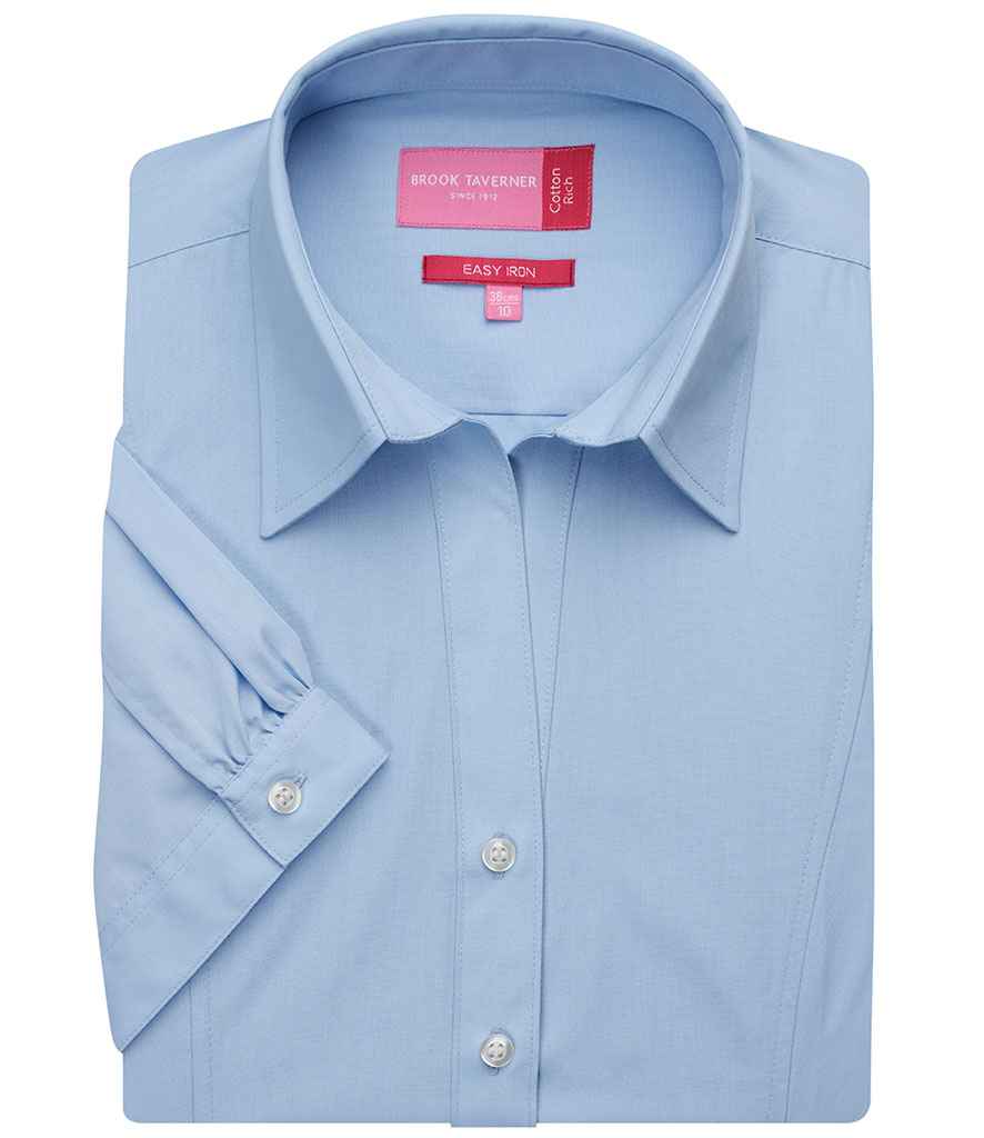 Brook Taverner Ladies Paduli Short Sleeve Poplin Shirt - Blue