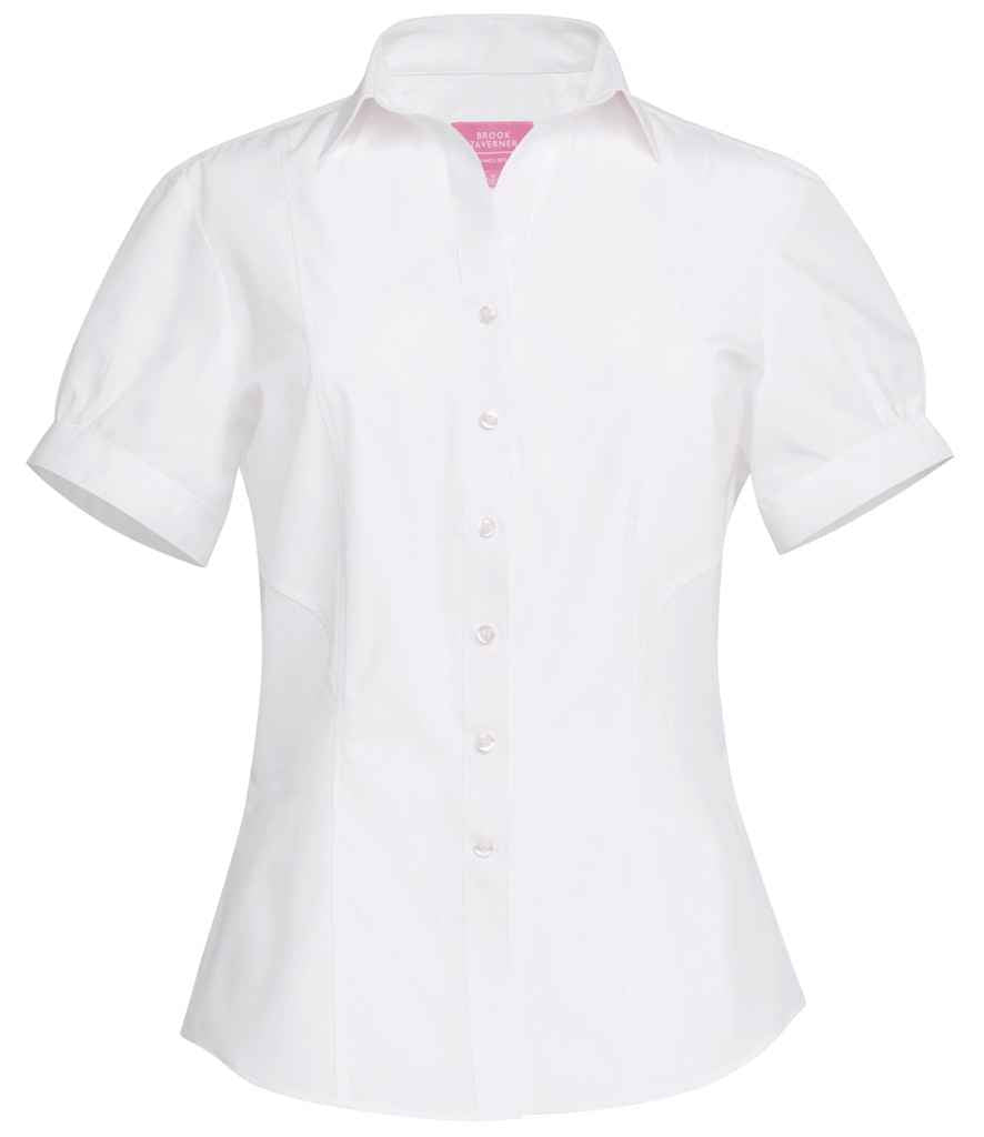 Brook Taverner Ladies Paduli Short Sleeve Poplin Shirt - White