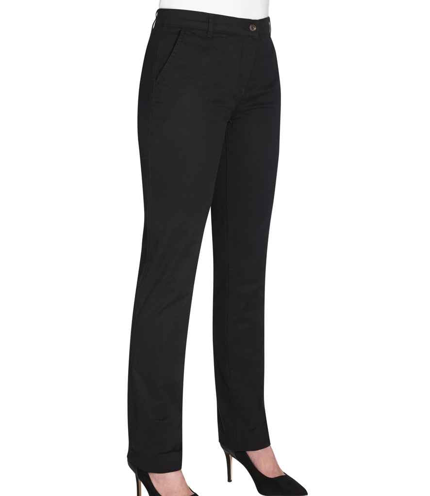 Brook Taverner Ladies Liberty Slim Leg Chino Trousers - Black
