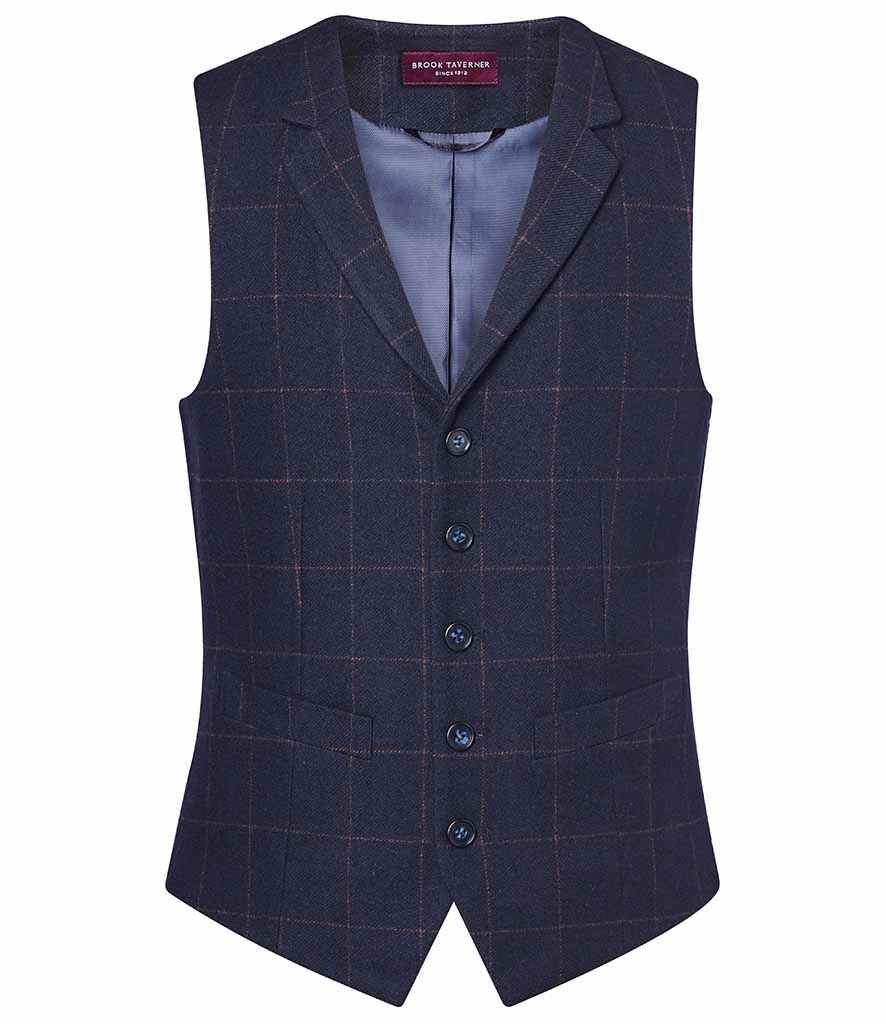 Brook Taverner Memphis Tweed Waistcoat - Navy Check