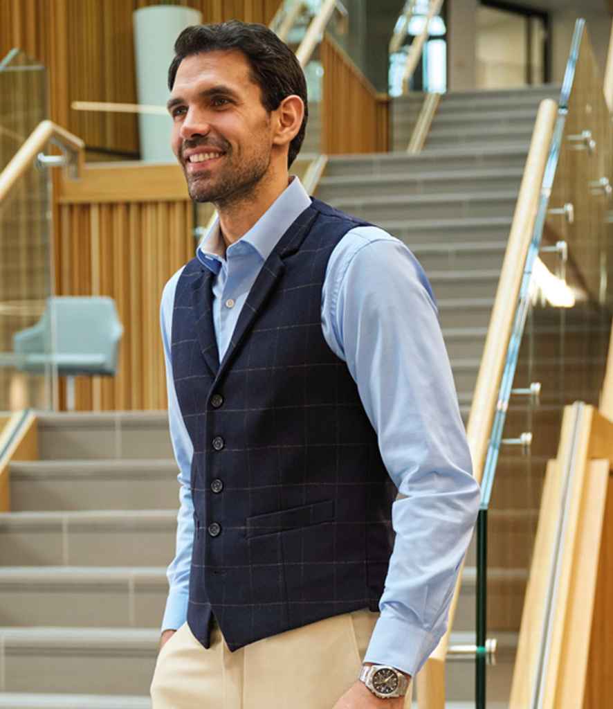 Brook Taverner Memphis Tweed Waistcoat - Navy Check