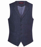 Brook Taverner Memphis Tweed Waistcoat - Navy Herringbone