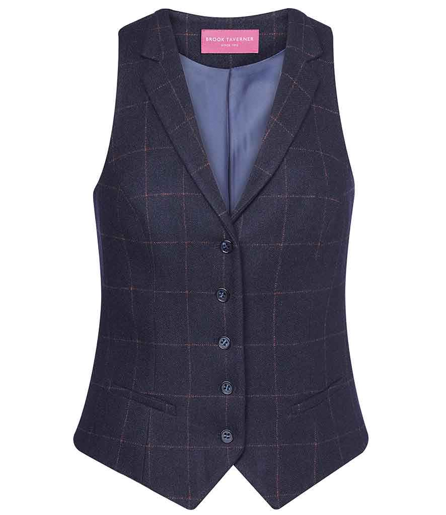 Brook Taverner Ladies Nashville Tweed Waistcoat - Navy Check