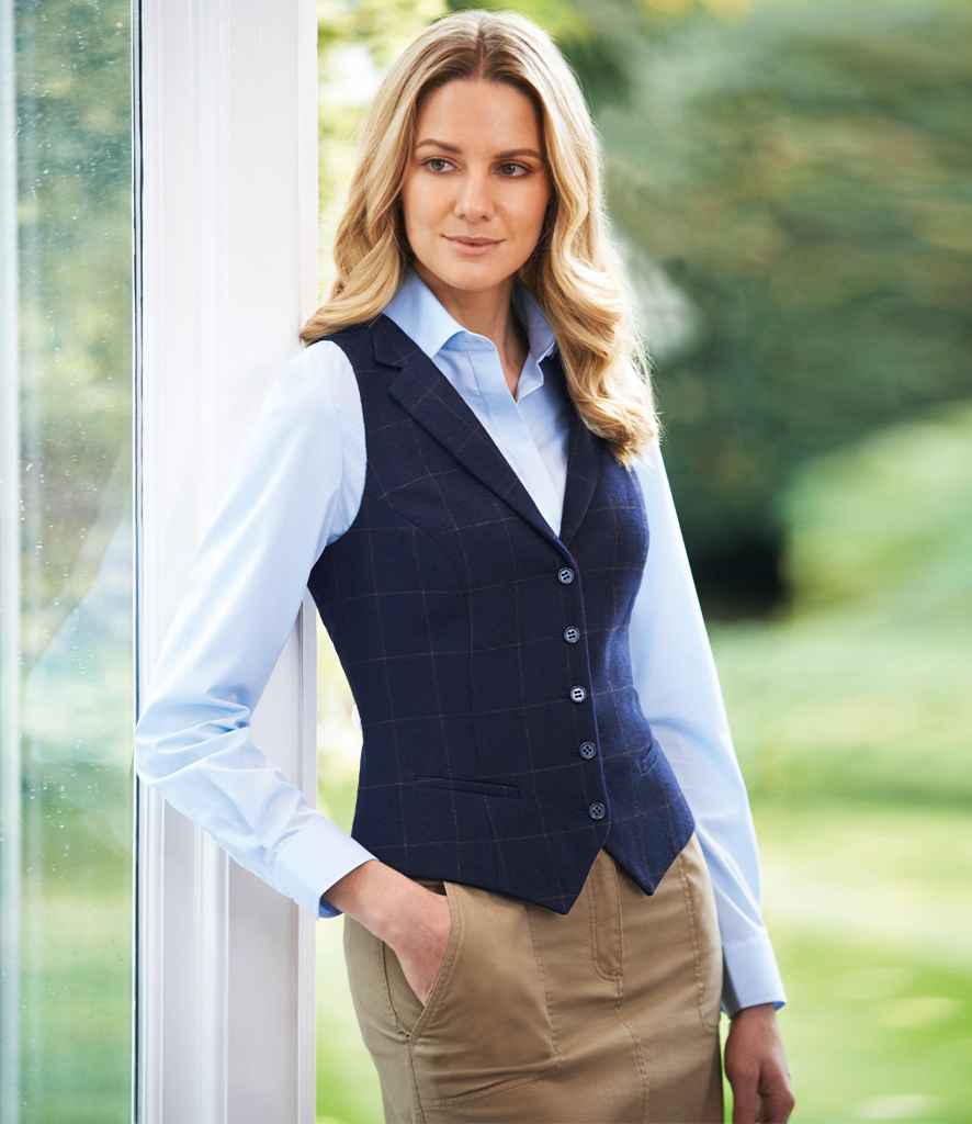 Brook Taverner Ladies Nashville Tweed Waistcoat - Navy Check