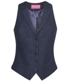 Brook Taverner Ladies Nashville Tweed Waistcoat - Navy Herringbone