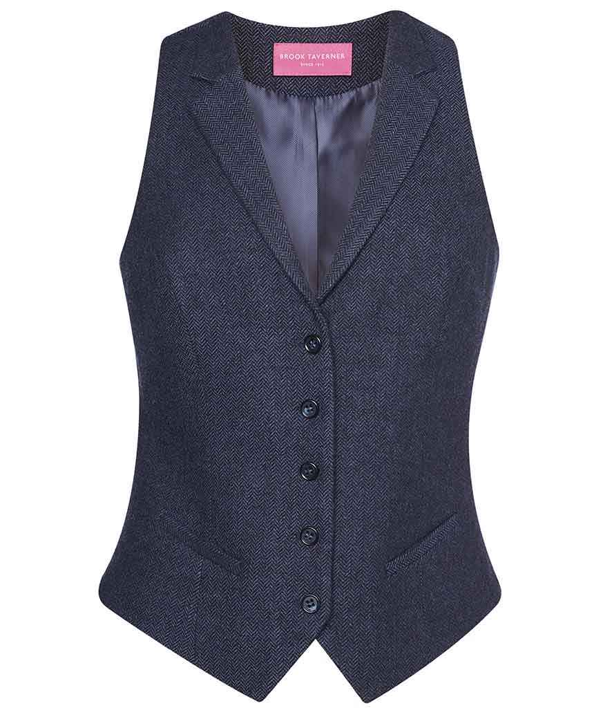 Brook Taverner Ladies Nashville Tweed Waistcoat - Navy Herringbone