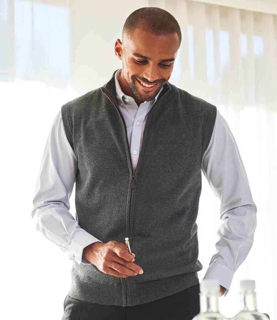 Brook Taverner Lincoln Knitted Zip Gilet - Charcoal