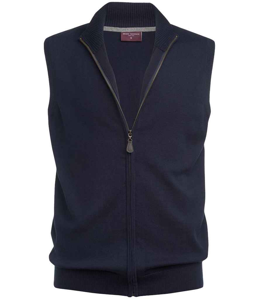 Brook Taverner Lincoln Knitted Zip Gilet - Navy
