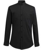 Brook Taverner Volterra Long Sleeve Grandad Collar Shirt - Black