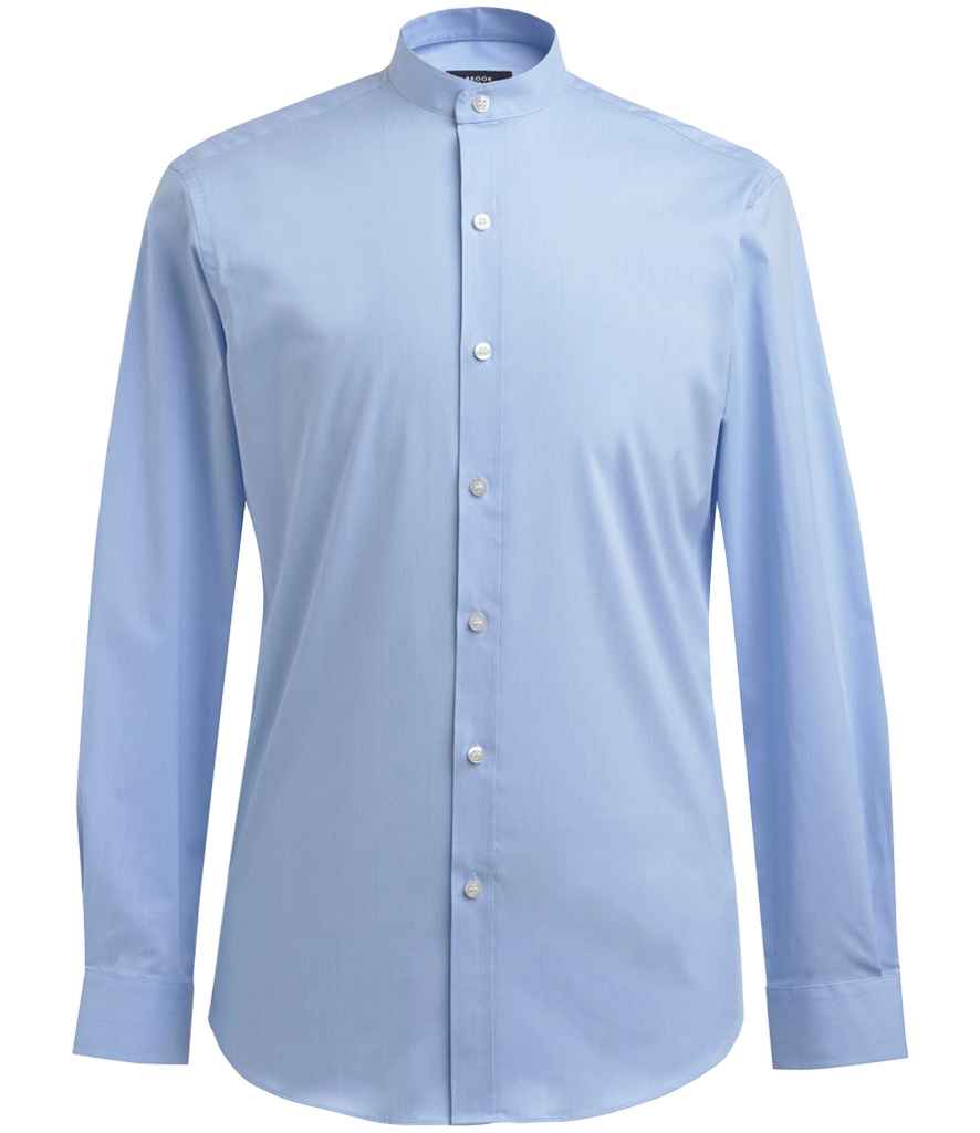 Brook Taverner Volterra Long Sleeve Grandad Collar Shirt - Sky Blue