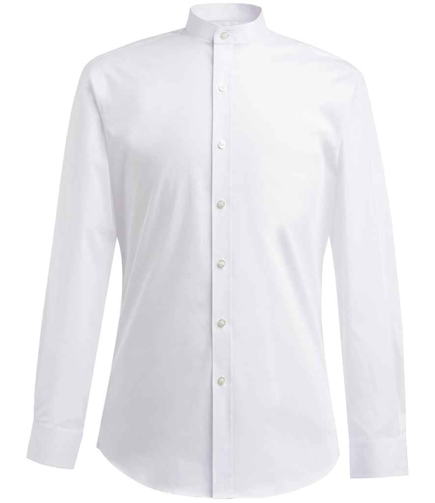 Brook Taverner Volterra Long Sleeve Grandad Collar Shirt - White