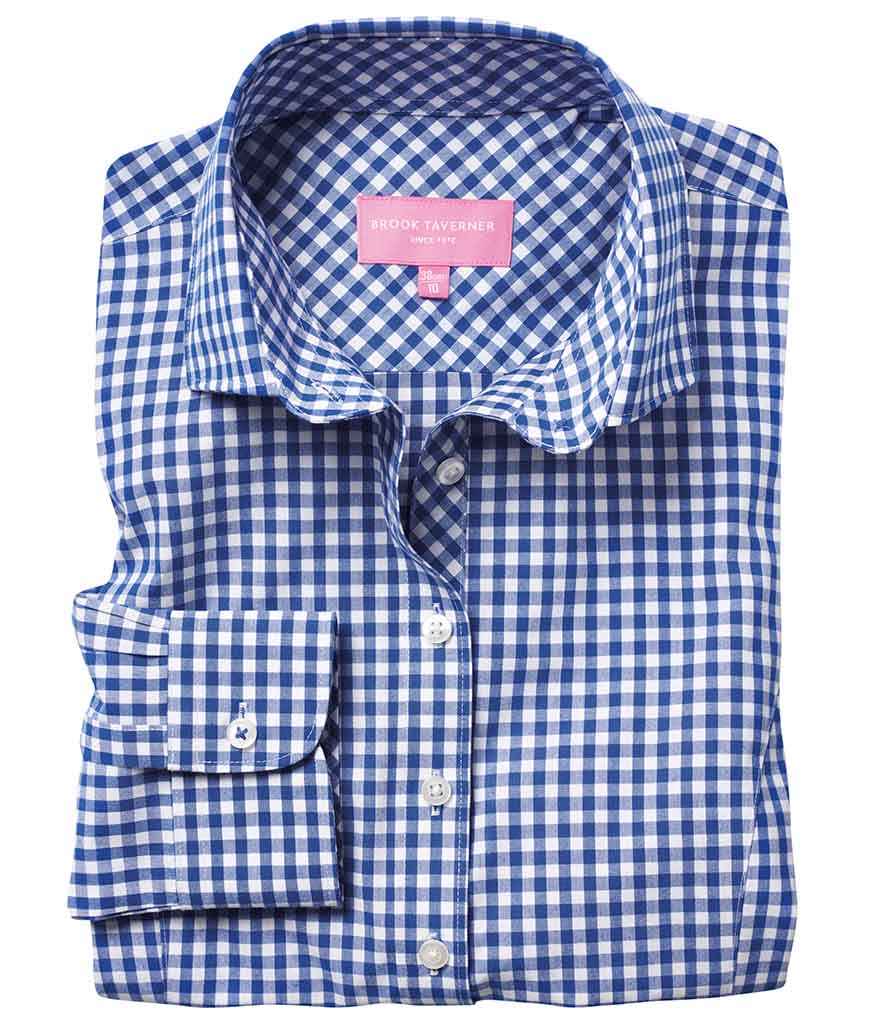 Brook Taverner Ladies Kansas Gingham Long Sleeve Shirt - Blue