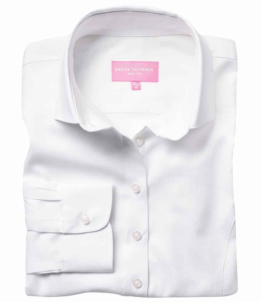 Brook Taverner Ladies Aspen Long Sleeve Oxford Shirt - White